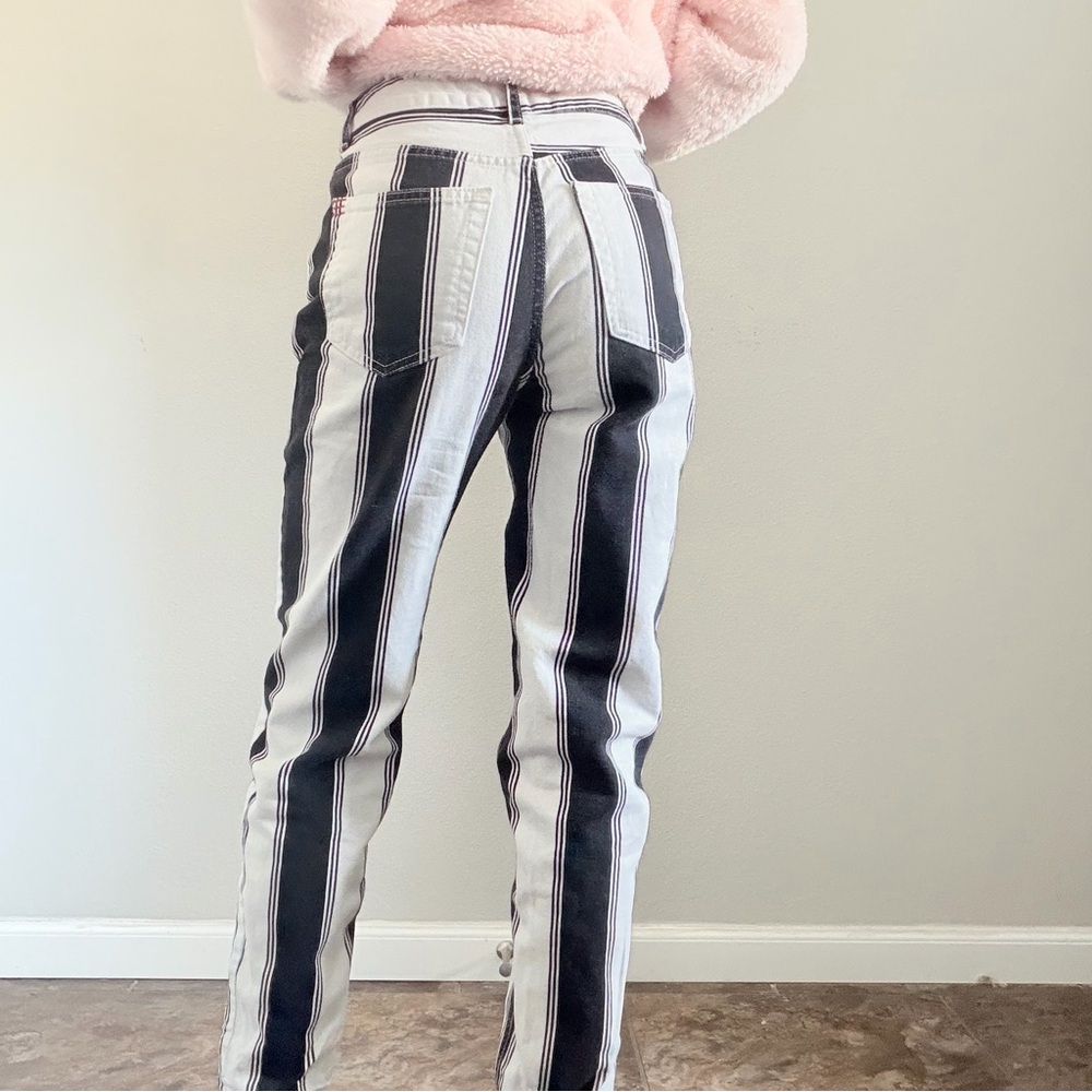 BDG Black and White Striped Mom Jeans